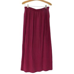 Heaven Long Maxi Straight Long Skirt Purple Elastic Waist 100% Tencel Size Large